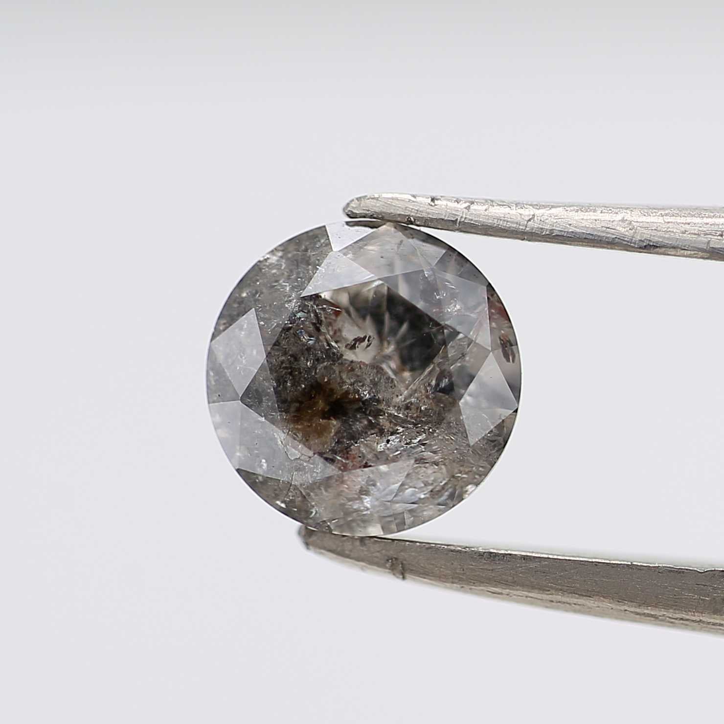 0.97 Carat Salt and Pepper Diamond Gray Fancy Round Brilliant Cut Natural Loose Diamond